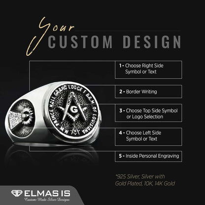 Celtic Lodge Masonic Ring, Round Mason Ring, Ancient Lodge Mason Ring