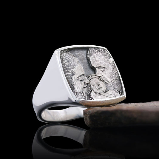Cherished Moments Personalized Square Ring, Your Loved Ones, Always Close