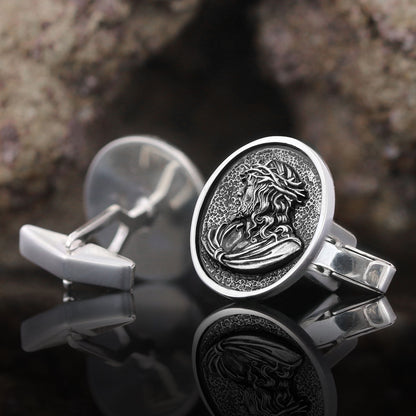 Christ Cufflinks, Jesus Cufflinks, Silver Religious Accessory, Gold Plated Jesus Jewelry, Handmade Christian Cufflinks, Religious CufflinksGift