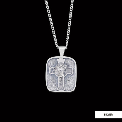 Christ Jesus Silver Necklace, Christian Necklace, Christ Jesus Cross Necklace, Gold Plated Cross Necklace Christian Accessory, Jesus Cross Necklace, Jesus Men's Gift