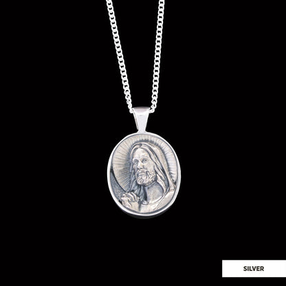 Christ Necklace, Jesus Pendant, Faith Jewelry, Christus Necklace Jesus Christian Necklace, Sun and Christian Jewelry Silver