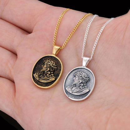 Christ Necklace, Jesus Pendant, Silver Religious Accessory, Gold Plated Jesus Jewelry, Handmade Christian Necklace, Religious Pendant Gift