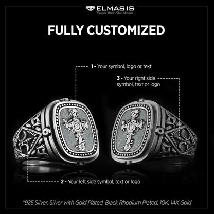 Christian Cross Embossed Ring