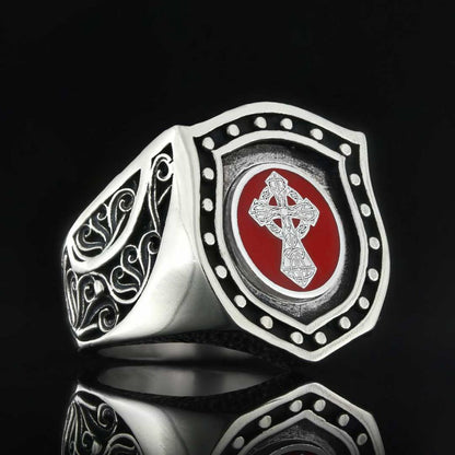 Enamel Cross Christian Ring