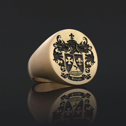 Custom Design Handmade Family Crest Ring, Family Coat of Arms Ring