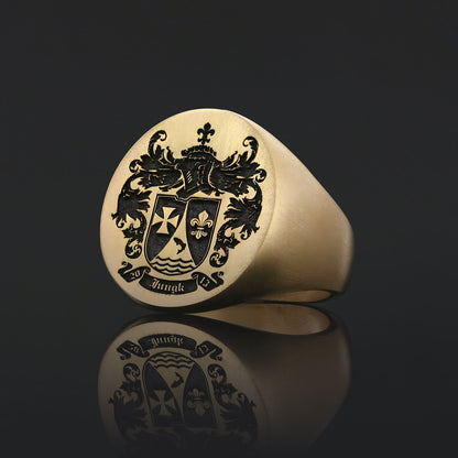Custom Design Handmade Family Crest Ring, Family Coat of Arms Ring