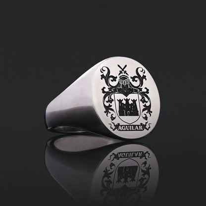 Custom Design Handmade Family Crest Ring, Family Coat of Arms Ring