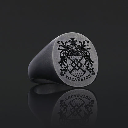 Custom Design Handmade Family Crest Ring, Family Coat of Arms Ring