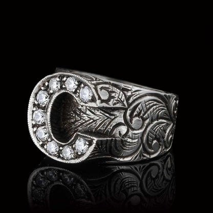 Custom Design Handmade Monogram C Bold Alphabet Ring