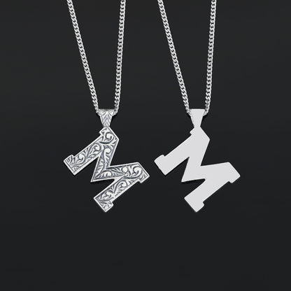 Custom Design Monogram 925 Sterling Silver Letter M Necklace