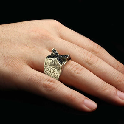Custom Design Silver Celtic Letter X Ring