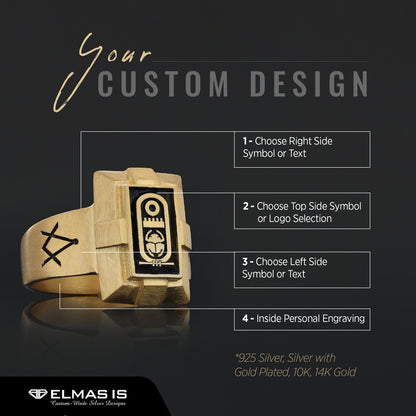 Custom Design Silver Men Masonic Ring