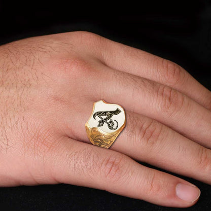 Custom Design Silver Motif A Letter Ring