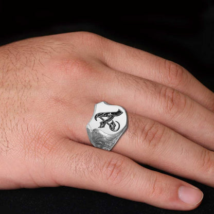 Custom Design Silver Motif A Letter Ring