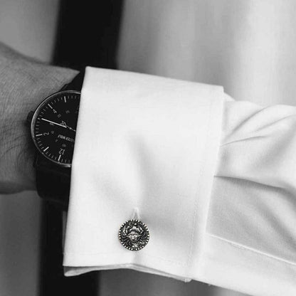 Custom Design Sterling Silver Round Cancer Cufflink