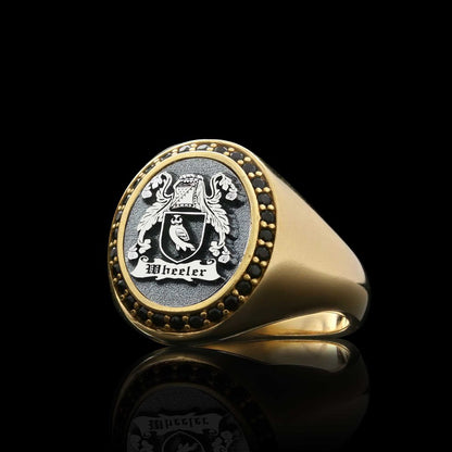 Custom Design Stone Oval Family Coat of Arms Symbol Women Ring