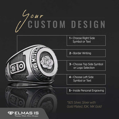 Custom Rosae Crucis Ring, Amorc Jewelry, Spiritual Emblem of the AMORC Ring