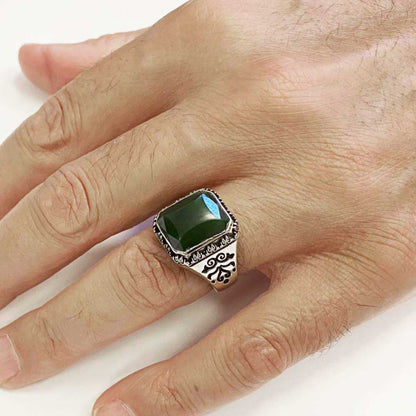 Custom Stone Men Ring With Motif