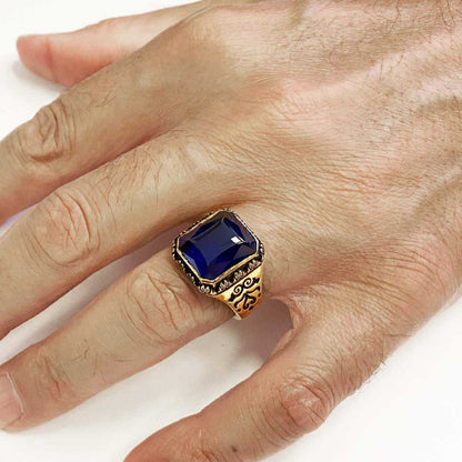 Custom Stone Men Ring With Motif