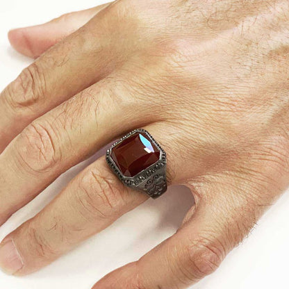 Custom Stone Men Ring With Motif