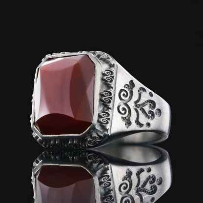 Custom Stone Men Ring With Motif
