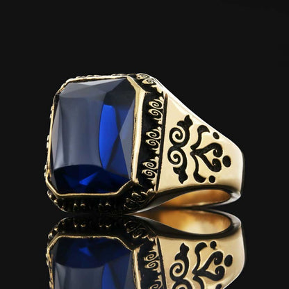 Custom Stone Men Ring With Motif