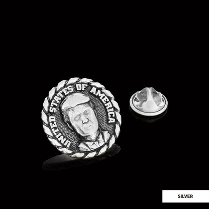 Donald Trump Lapel Pin, Silver Brooch, Men's Label Badge, Gold Plated Badge, Trump Rosette Gift