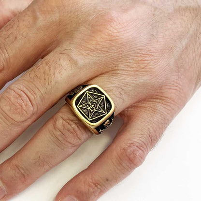 Special Square Eastern Star Masonic Ring, Freemason Ring, Master Mason Rings