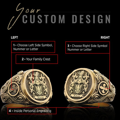 Family Coat of Arms Ring, Special Design Family Ring