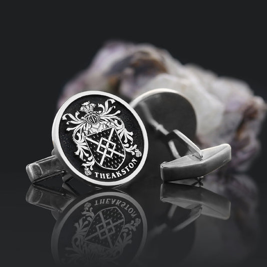 Family Round Raised Crest Cufflink