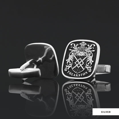 Family Square Raised Crest Cufflink