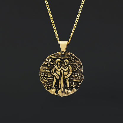 Gemini Pendant, Zodiac Necklace, Sterling Silver Pendant, Gold Plated Pendant, Astrology Jewelry, Gemini Sign Jewelry