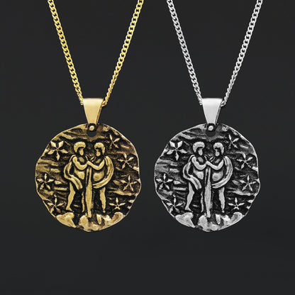 Gemini Pendant, Zodiac Necklace, Sterling Silver Pendant, Gold Plated Pendant, Astrology Jewelry, Gemini Sign Jewelry