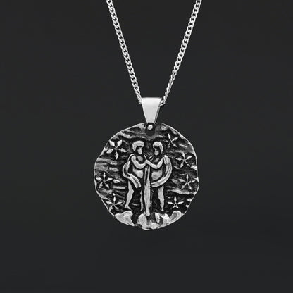 Gemini Pendant, Zodiac Necklace, Sterling Silver Pendant, Gold Plated Pendant, Astrology Jewelry, Gemini Sign Jewelry