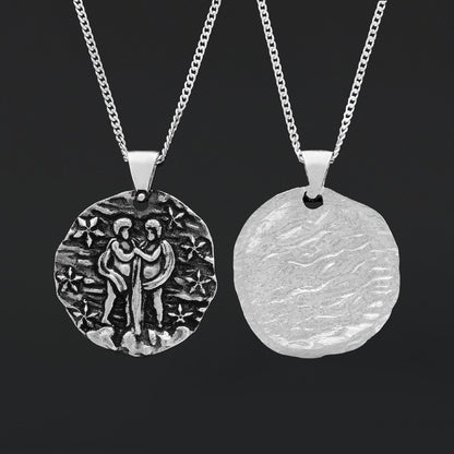 Gemini Pendant, Zodiac Necklace, Sterling Silver Pendant, Gold Plated Pendant, Astrology Jewelry, Gemini Sign Jewelry