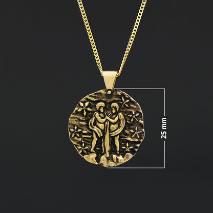 Gemini Pendant, Zodiac Necklace, Sterling Silver Pendant, Gold Plated Pendant, Astrology Jewelry, Gemini Sign Jewelry