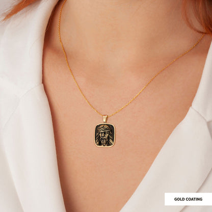 Gold Plated Jesus Jewelry, Jesus Silver Pendant, Men's Religious Gift Christian Necklace, Unisex Jesus Pendant