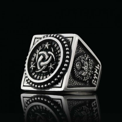 Hand Made Square Engraved Ottoman Ring