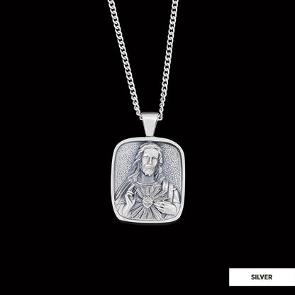 Handcrafted Square Jesus Necklace, Christ Religious Pendant, Christian Necklace, Religious Jewelry, Christ Gold Plated Pendant, Messiah Accessory