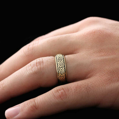 Handcrafted Wicker Pattern Silver Wedding Ring