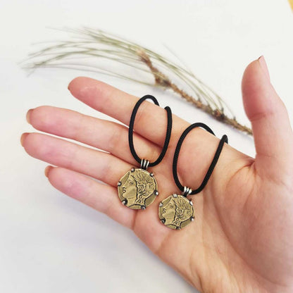 Handmade 925 Sterling Silver Orpheus Women Coin Pendant