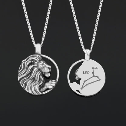 Handmade Leo Pendant, Sterling Silver Leo Necklace, Leo Jewelry, Horoscope Leo Necklace