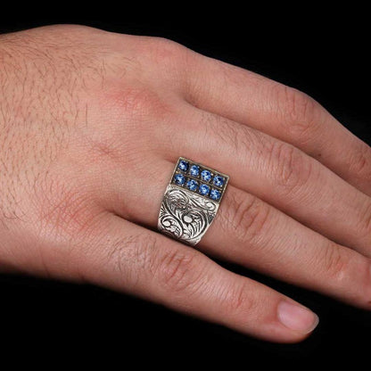 Handmade Silver Letter I Ring Bold Alphabet
