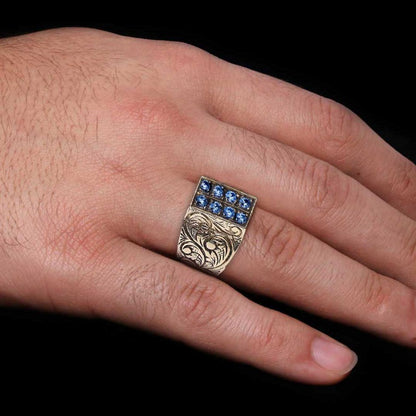 Handmade Silver Letter I Ring Bold Alphabet