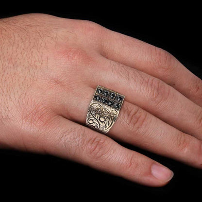 Handmade Silver Letter I Ring Bold Alphabet