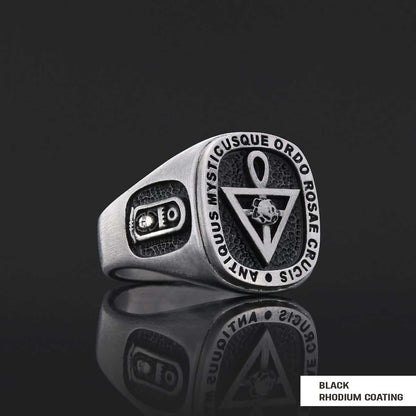 Handmade Silver Special Design Rosae Crucis Mason Ring