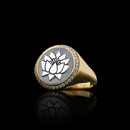 Handmade Special 925 Sterling Silver Round Women Lotus Ring
