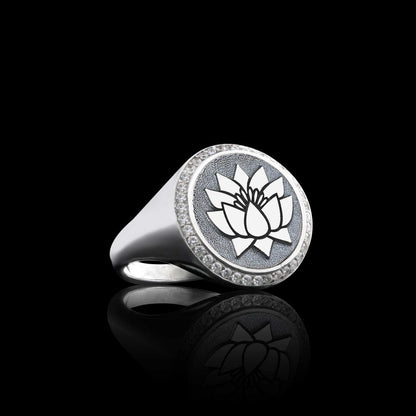 Handmade Special 925 Sterling Silver Round Women Lotus Ring