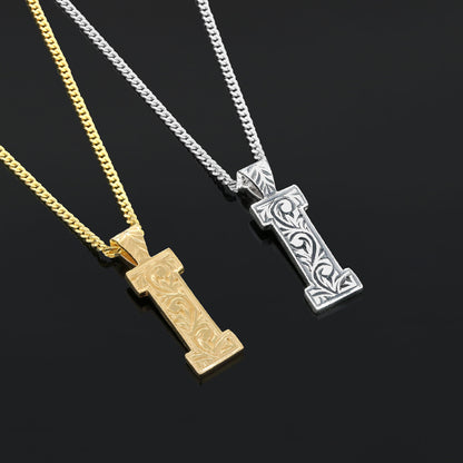Handmade Special Design 925 Sterling Silver Letter Monogram I Necklace