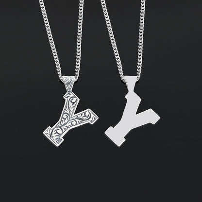 Handmade Special Design Sterling Silver Monogram Y Letter Necklace